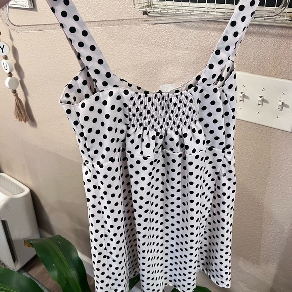 𝅺WHAT Comes Up Black & White Polka Dot Shirt - Picture 4 of 7